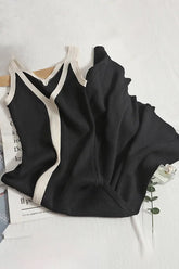 Robe longue fendue en tricot, col en V, bretelles, coupe trapèze, maxi, décontractée